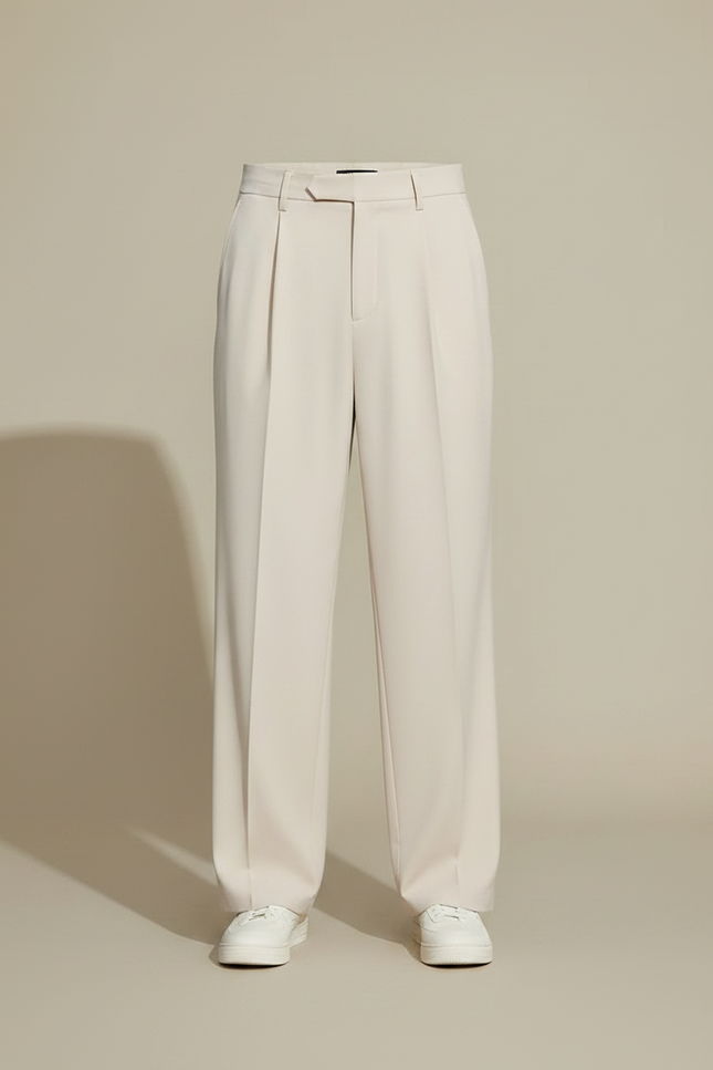 Pantalon Fluide Beige Large Plissé Homme Décontracté - Polyester - vue 3