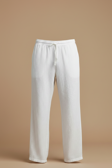 Pantalon Fluide Voyage - Blanc Lin - vue 3