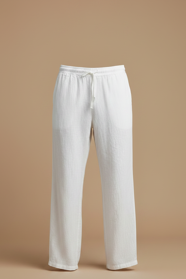 Pantalon Fluide Voyage - Blanc Lin - vue 3