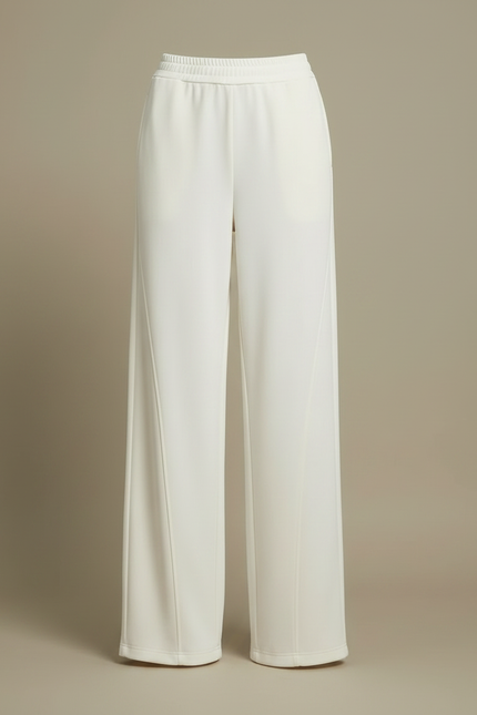 Pantalon Fluide Blanc Ample Taille Haute Femme - Polyester - vue 3
