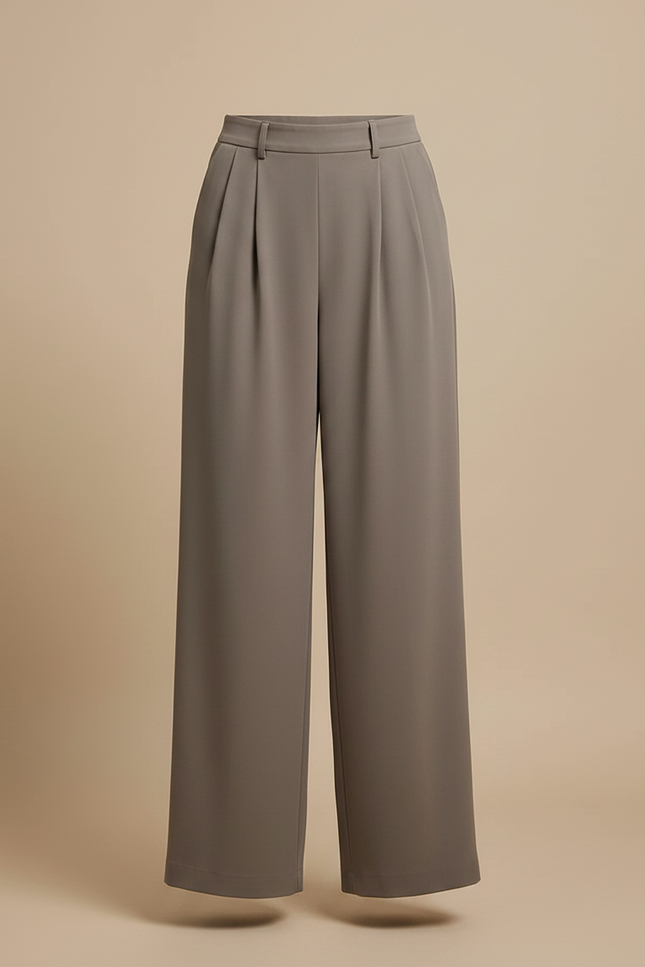 Pantalon Fluide Gris Ample Plissé Chic Femme - Viscose - vue 3