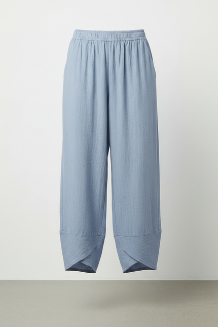 Pantalon Fluide Bleu Ciel Ample Lin Décontracté - vue 3