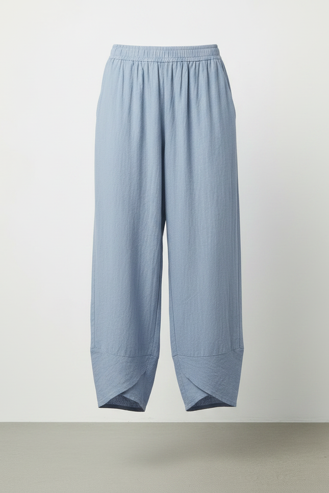 Pantalon Fluide Bleu Ciel Ample Lin Décontracté - vue 3