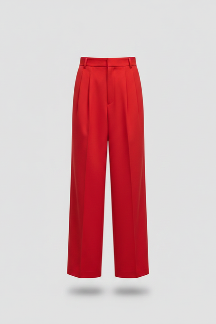 Pantalon Fluide Rouge Plissé Ample Élégant Homme - Polyester - vue 2