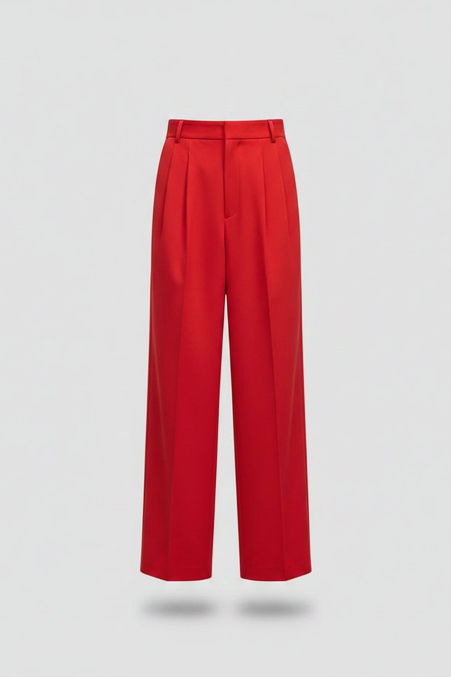 Pantalon Fluide Rouge Plissé Ample Élégant Homme - Polyester - vue 2