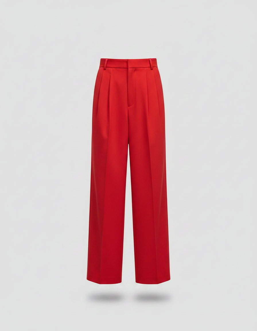 Pantalon Fluide Rouge Plissé Ample Élégant Homme - Polyester - vue 2