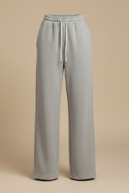 Pantalon Fluide Gris Ample Cordon Sport Molleton - vue 3