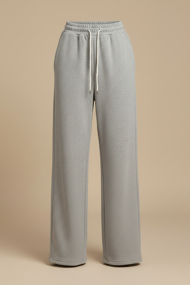 Pantalon Fluide Gris Ample Cordon Sport Molleton - vue 3