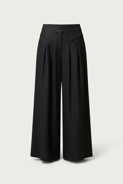 Pantalon Jupe Fluide Femme - Noir Lin - vue 3