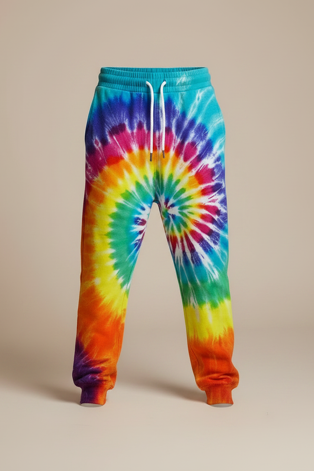 Pantalon Fluide Tie-Dye Arc-en-ciel Confortable Ample Enfant - Multicolore Molleton - vue 3