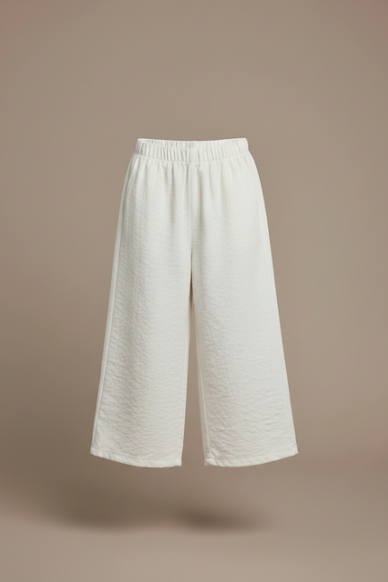 Pantalon Fluide Crème Ample Droit Confortable Enfant - Beige Lin - vue 3