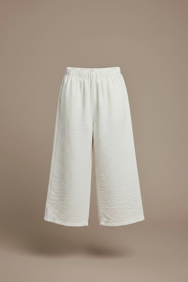 Pantalon Fluide Crème Ample Droit Confortable Enfant - Beige Lin - vue 3