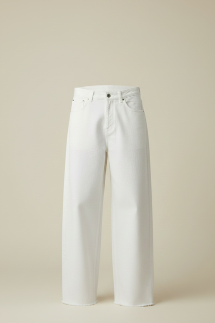 Pantalon Fluide Blanc Ample Droit Décontracté Homme - Jean - vue 3