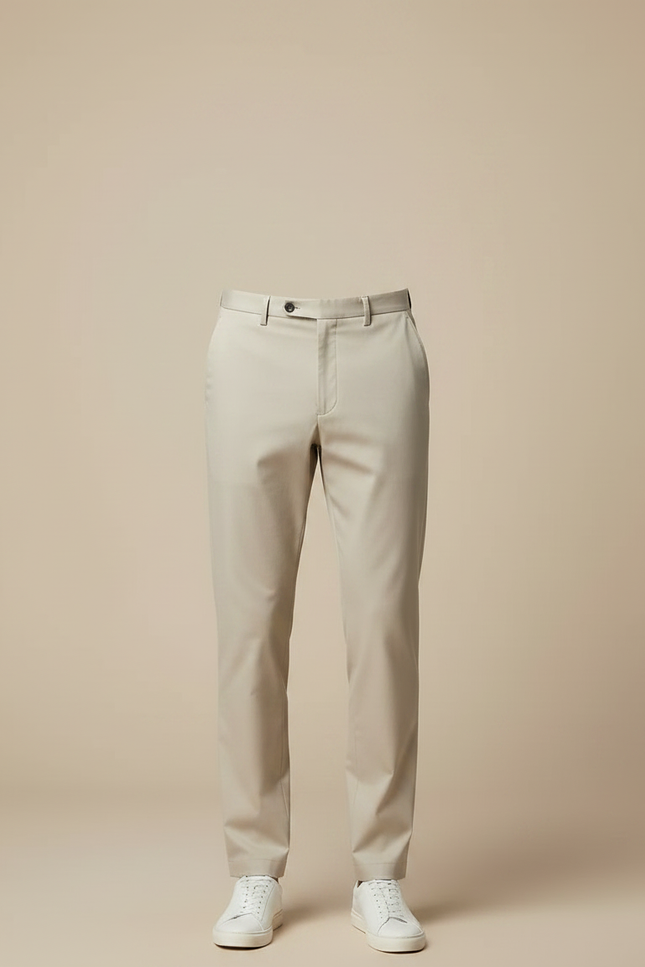 Pantalon Fluide Beige Droit Décontracté Élégant Homme - Gabardine - vue 3
