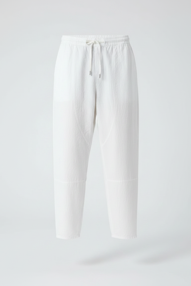 Pantalon Fluide Blanc Ample Coton Décontracté Homme - Lin - vue 3