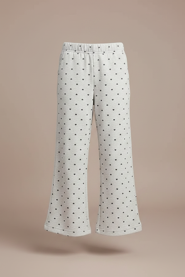Pantalon Fluide Gris Ample Cœurs Confortable Fille - Molleton - vue 3