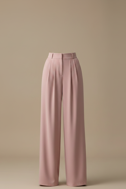 Pantalon Fluide Rose Taille Haute Ample Élégant - Polyester - vue 3