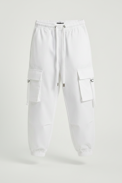 Pantalon Fluide Blanc Cargo Cordon Enfant - Toile - vue 3