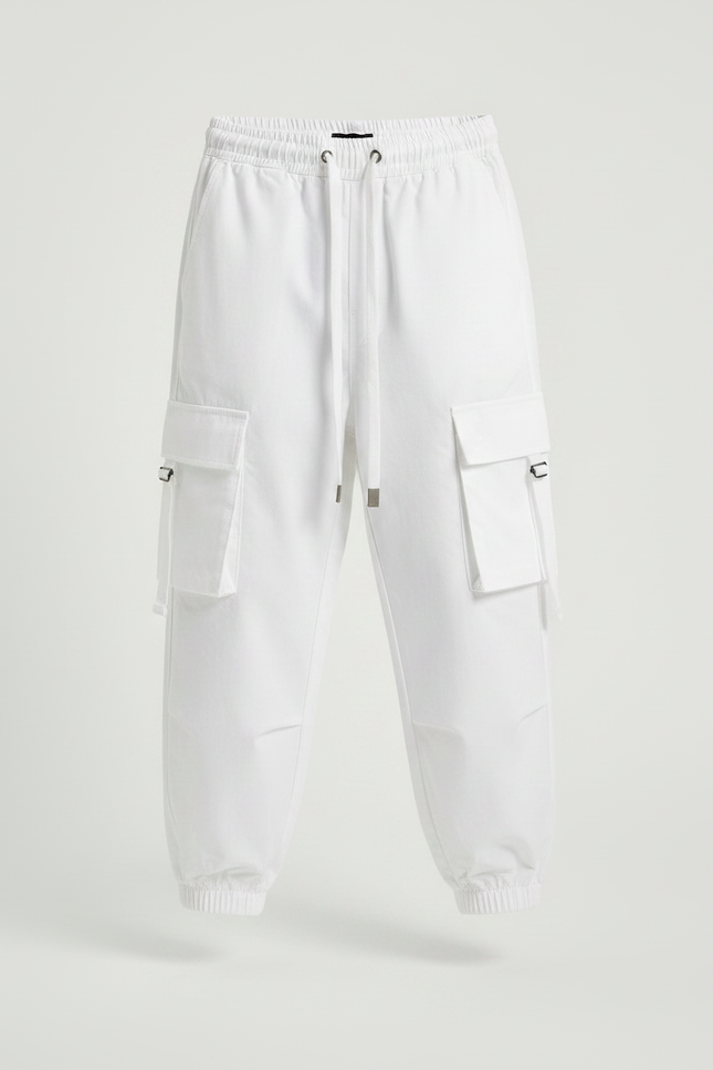 Pantalon Fluide Blanc Cargo Cordon Enfant - Toile - vue 3