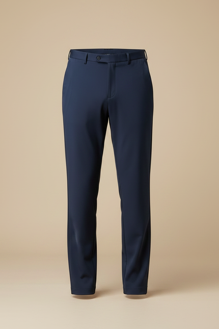 Pantalon Fluide Bleu Marine Droit Extensible Business Homme - Polyester - vue 3