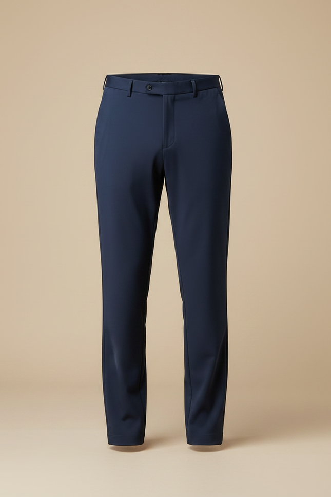 Pantalon Fluide Bleu Marine Droit Extensible Business Homme - Polyester - vue 3