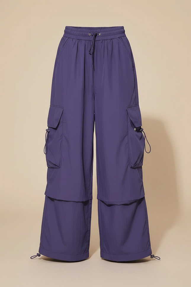 Pantalon Fluide Violet Cargo Ample Streetwear Fille - Polyester - vue 3