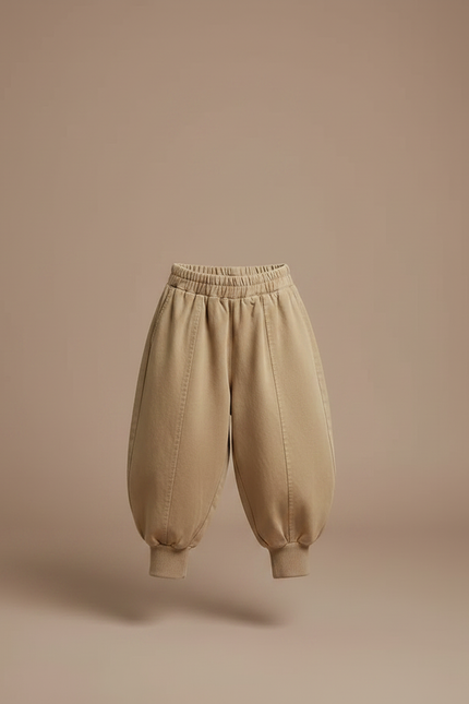 Pantalon Fluide Beige Coton Ample Harem Enfant - Molleton - vue 3