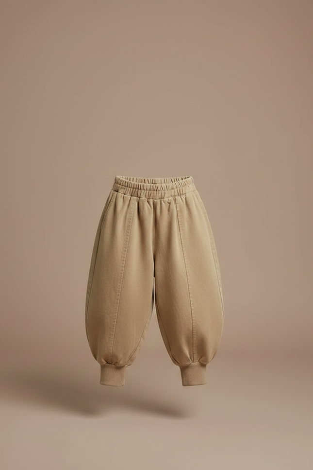 Pantalon Fluide Beige Coton Ample Harem Enfant - Molleton - vue 3