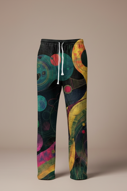 Pantalon Fluide Imprimé Abstrait Coloré Ample Décontracté Homme - Viscose - vue 3