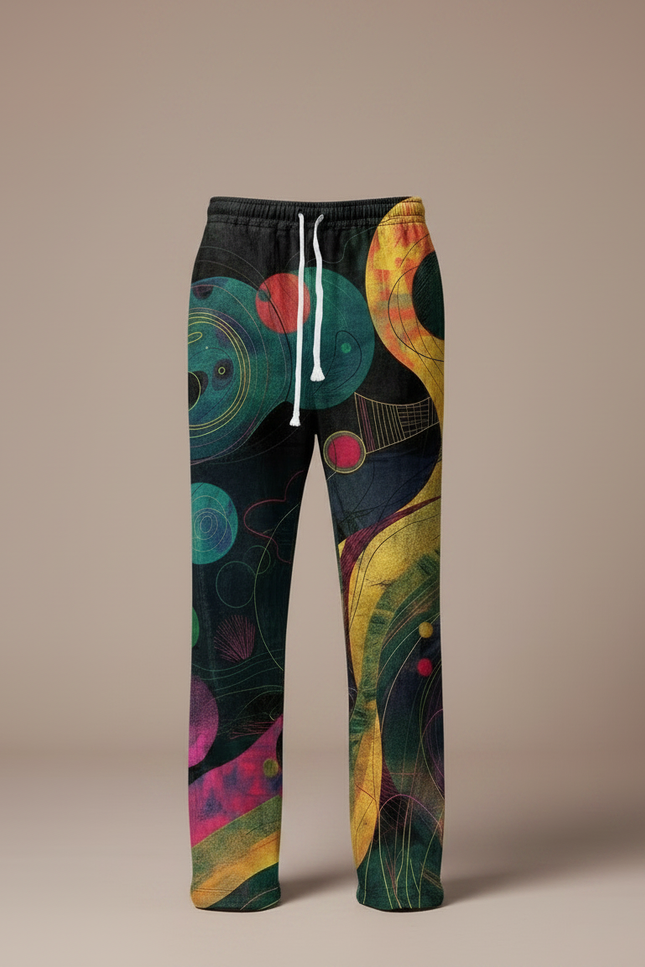 Pantalon Fluide Imprimé Abstrait Coloré Ample Décontracté Homme - Viscose - vue 3