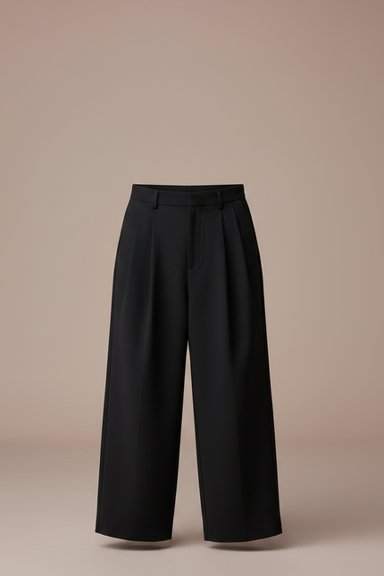 Pantalon Fluide Noir Ample Plissé Élégant Garçon - Polyester - vue 3