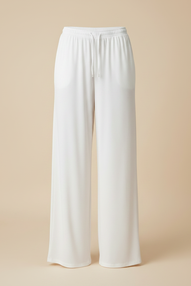 Pantalon Fluide Blanc Ample Décontracté Poches - Viscose - vue 3