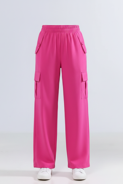 Pantalon Fluide Rose Cargo Ample Enfant Sportswear - Polyester - vue 3