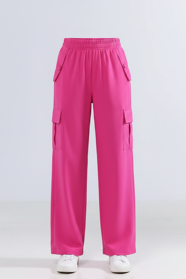Pantalon Fluide Rose Cargo Ample Enfant Sportswear - Polyester - vue 3