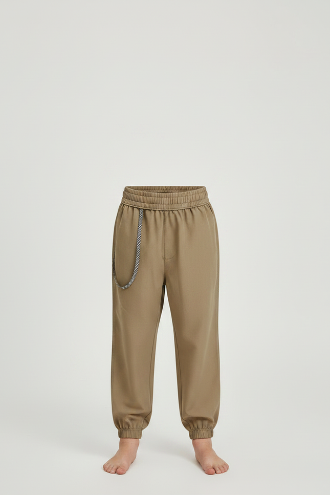 Pantalon Fluide Kaki Ample Cordon Cheville Élastiquée - Gabardine - vue 3