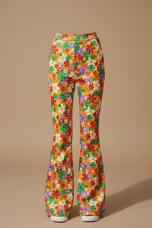 Pantalon Fluide Imprimé Floral Évasé Coloré Fille - Multicolore Viscose - vue 3