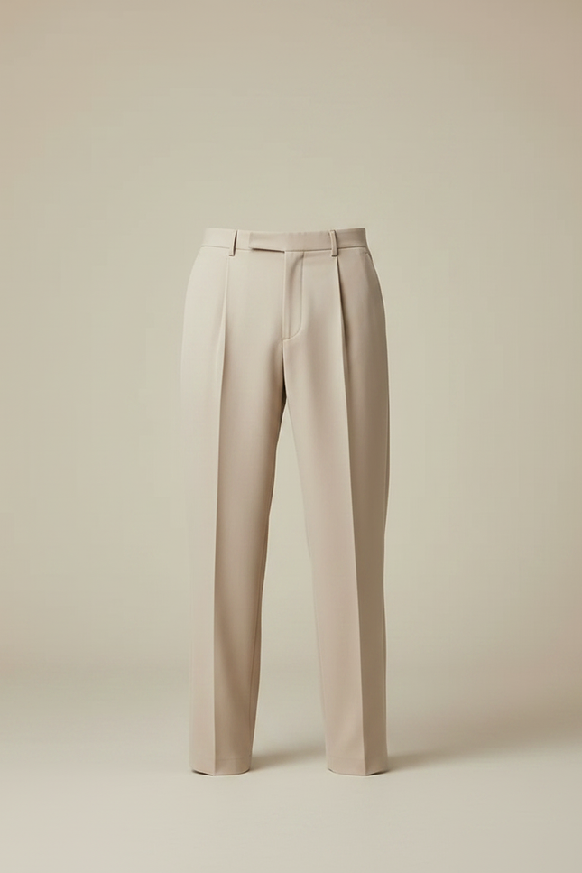 Pantalon Fluide Homme Droit Ample Décontracté Beige - Polyester - vue 3