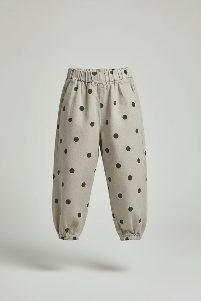Pantalon Fluide Beige Pois Coton Ample Enfant - vue 3
