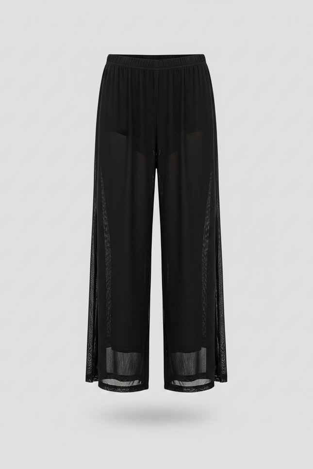 Pantalon Fluide Noir Maille Transparent Ample Danse Yoga - vue 2