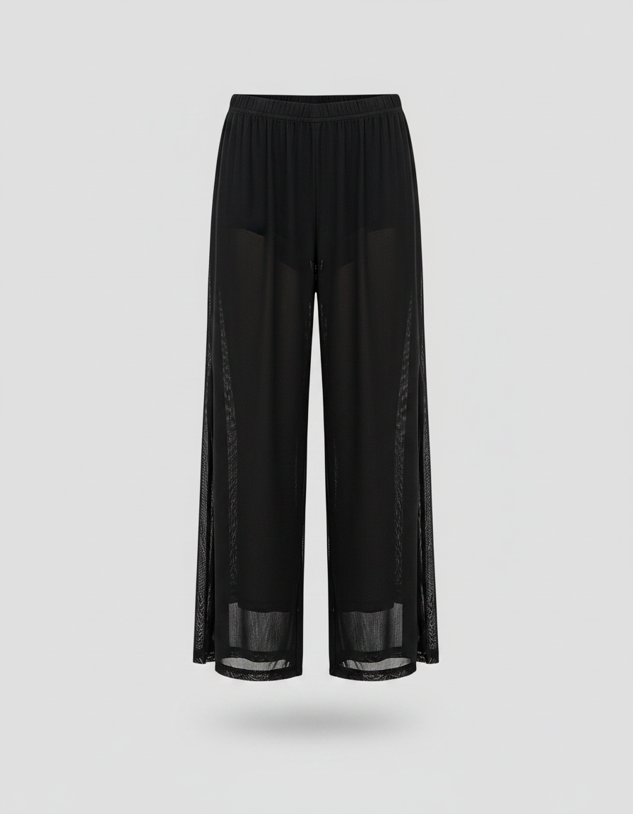 Pantalon Fluide Noir Maille Transparent Ample Danse Yoga - vue 2
