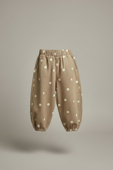 Pantalon Fluide Beige Ample Pois Coton Enfant - vue 3