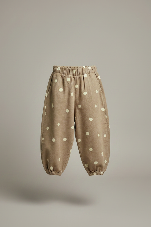 Pantalon Fluide Beige Ample Pois Coton Enfant - vue 3