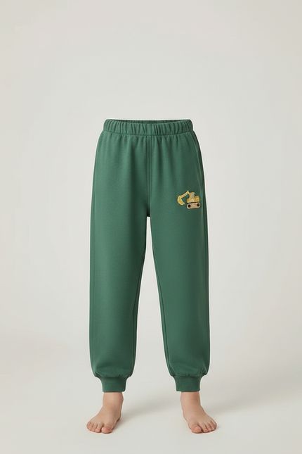 Pantalon Fluide Vert Ample Coton Brodé Enfant - Molleton - vue 3