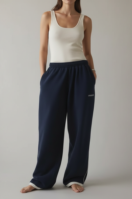 Pantalon Fluide Ample Marine Décontracté Sport Confortable - Molleton - vue 3