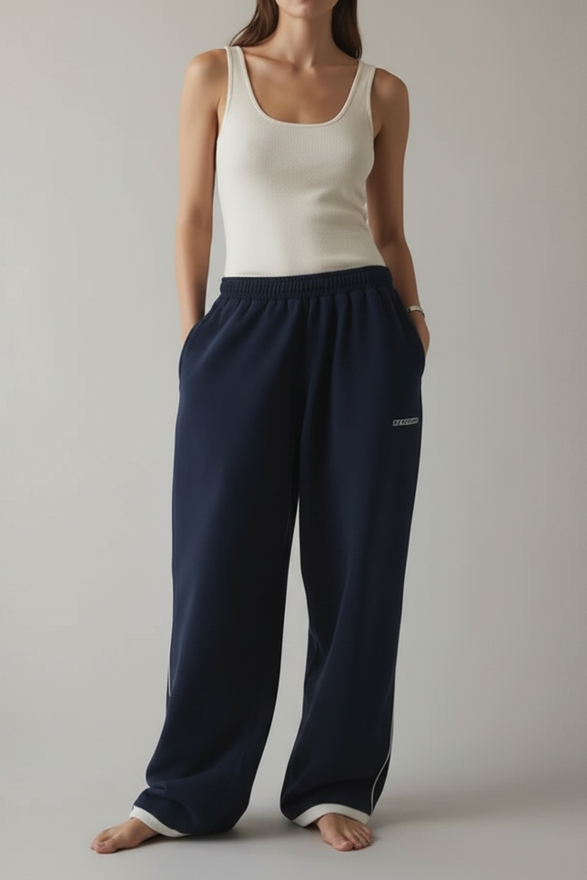 Pantalon Fluide Ample Marine Décontracté Sport Confortable - Molleton - vue 3