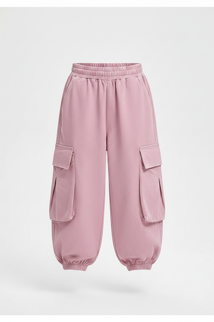 Pantalon Fluide Rose Cargo Ample Enfant Streetwear - Molleton - vue 3