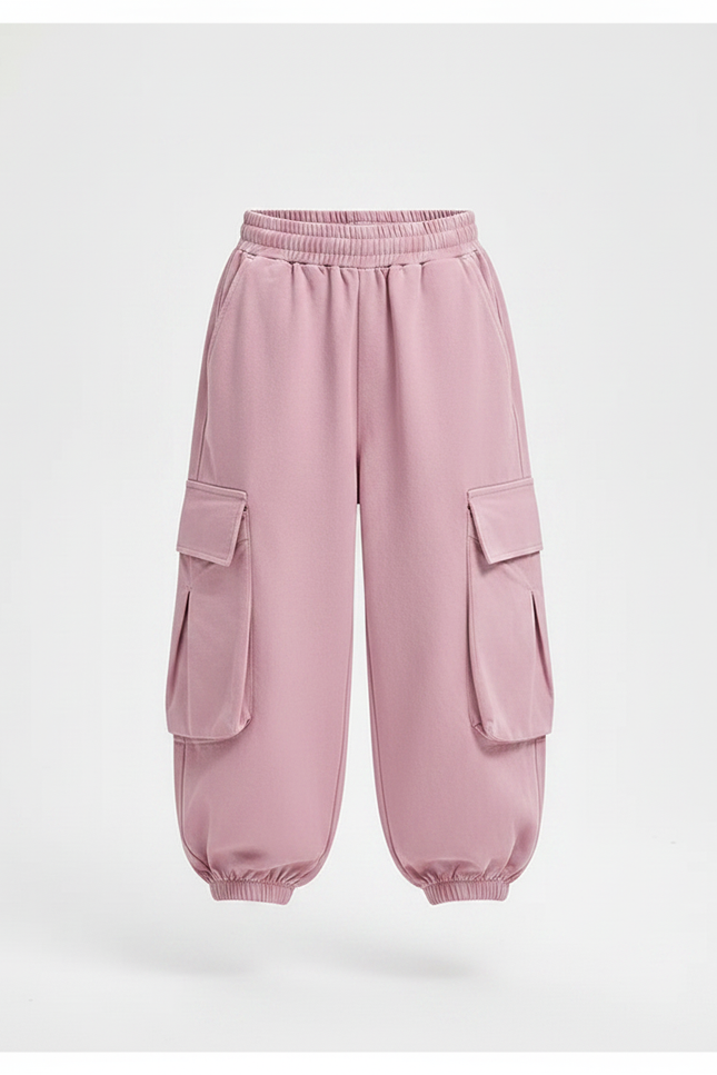 Pantalon Fluide Rose Cargo Ample Enfant Streetwear - Molleton - vue 3