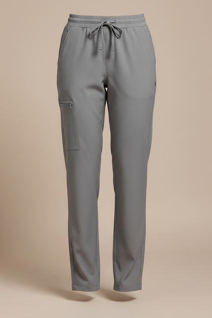 Pantalon Fluide Gris Cordon Ample Confortable - Polyester - vue 3