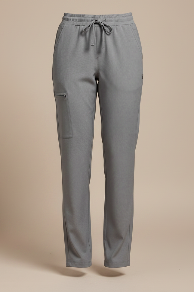 Pantalon Fluide Gris Cordon Ample Confortable - Polyester - vue 3