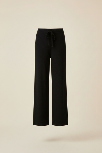 Pantalon Fluide Noir Ample Cordon Laine Mérinos - vue 3